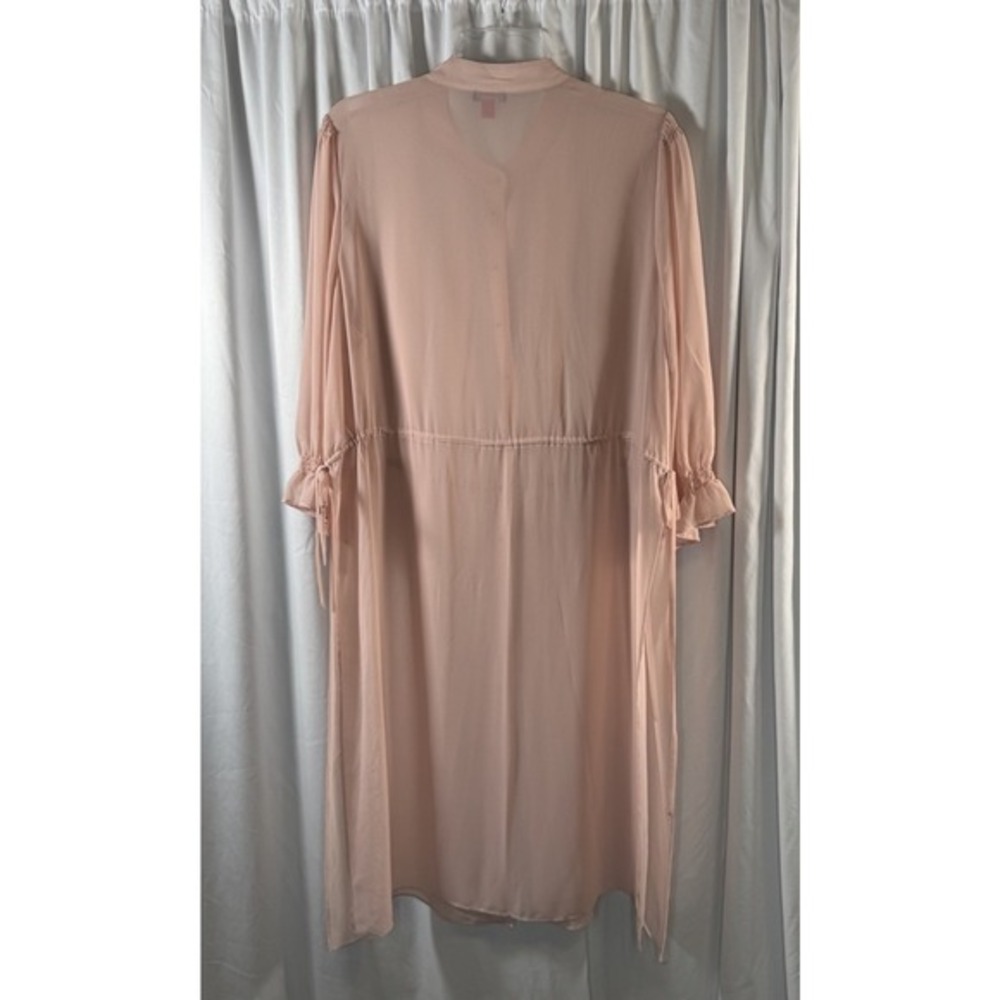 Vince Camuto Blush Pink Sheer Button Front Maxi Duster Cardigan Coverup L 83-12 - Picture 6 of 16